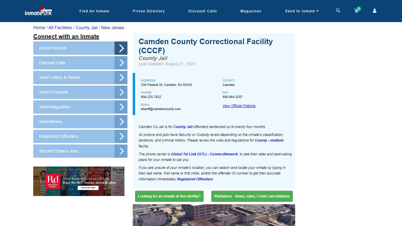 Camden County Correctional Facility (CCCF) - Inmate Locator - Camden, NJ